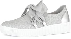 Gabor Damen Low-Top Sneaker, Frauen Halbschuhe,schnürschuhe,schnürer,straßenschuhe,Strassenschuhe,Sportschuhe,Silber,43 EU / 9 UK