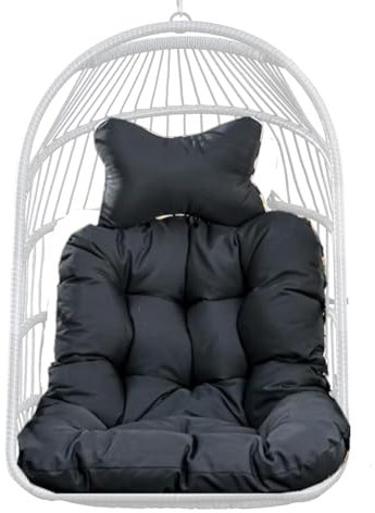 Mojia Hängesessel Kissen, Auflage für Polyrattan/Rattan Hängeschaukel Outdoor, Polster, Hängekorb, Sitzkissen Polster für Hängesessel, Schaukelkissen Rückenkissen 75x100cm (Schwarz)