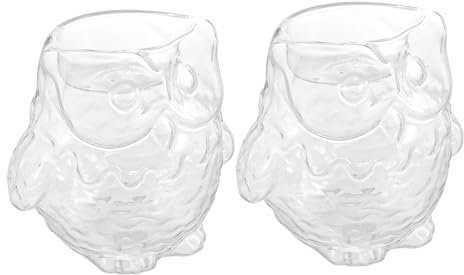 Kerzenständer aus Glas 2 Stück Eulenform Transparent Dekorativ für Tisch