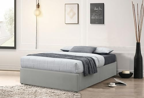 Sareer Furniture Divan Bed Base, Grey Velvet, Bed in a Box, Flatpack, 4ft6 Double, Grey (Double)
