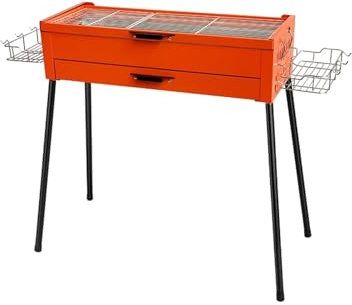Barbecue Carbonella Portatile con Cestino Laterale Griglia per Barbecue da Esterno con Forno per Giardino, Campeggio, Tailgating, Cucina in Giardino