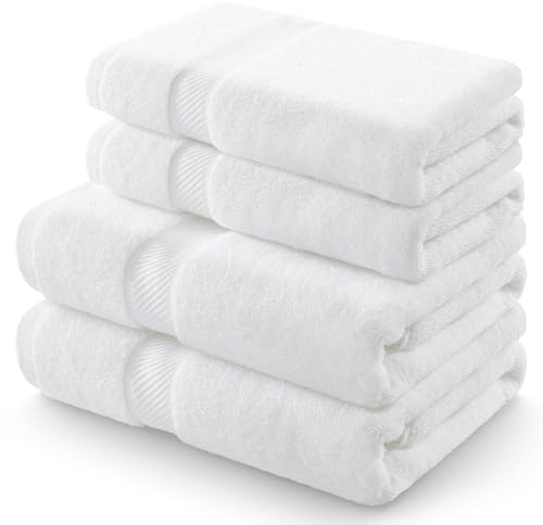 Homaxy Handtücher Set 4er-Pack, Weiß | 2 Badetücher 70x140 cm+ 2 Handtücher 50x100 cm| 100% Baumwolle, 500g/m², Weich&Saugstark, OEKO-TEX Zertifiziert, Pflegeleicht