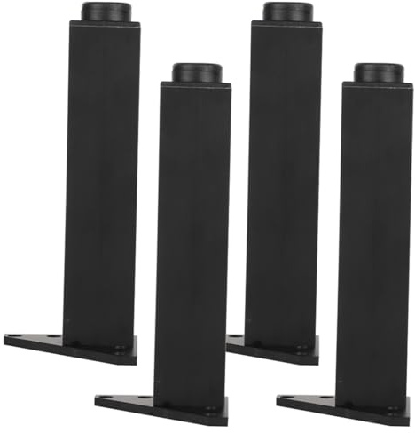 Tischbeine Metall Schwarz, 4 Stück Tischfüße Verstellbar Tischfüsse Eckig Möbelfüße Aluminiumlegierung | Eloxierte Oberfläche Mobelbeine Höhe: 6-40cm Sockelfüße Tischfuß Stützfüße Lowboard 40cm/15.7