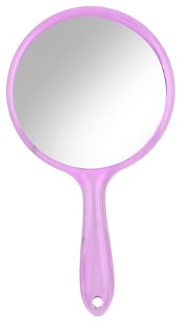 FESSOSKO Miroir à Main avec Poignée Miroir Double Face Grossissant 1X/3X Miroirs de Courtoisie Miroirs de Courtoisie Forme Ronde pour Le Maquillage Quotidien des Dames (Rose)