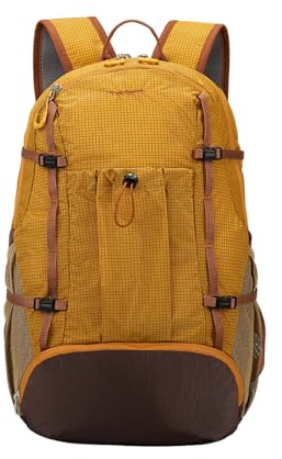 PORRASSO Faltbarer Rucksack Wanderrucksack 20 L Wasserdichter Ultraleichter Reiserucksack Hiking Backpack für Damen Herren Camping Reisen Gelb