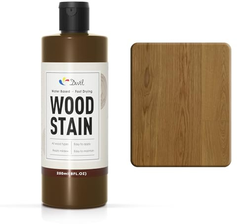 DWIL Wasserbasierte Holzbeize (Natürliche Eiche) Holzlasur für alle Holzarten im Innen und Außenbereich, Schnell Trocknend, Geruchsarm, Einfach Aufzutragen, Holzfarbe für Möbel, Türen und Mehr-250ml