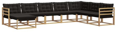 vidaXL Outdoor-Sofagarnitur mit Kissen 8 pcs Weiß und Schwarz, Moderne Garten-Sofa-Set, robuster Akazienholz, Bequeme Liege, stilvolle Freizeitmöbel für draußen