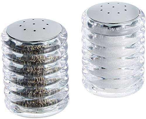 Cole & Mason H820950 Beehive Juego de Salero y Pimentero, Transparente/Plata, 70mm, Dispensadores de Sal y Pimienta, Acrílico/Cromo, Incluye 2 x Piezas