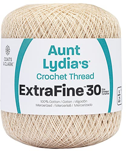Coats Crochet Aunt Lydia's Crochet, Cotton Extra Fine Size 30, Natural (180-226)
