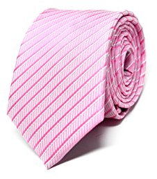 Sweet Leaf Cravate Homme à rayures Rose - 100% en Soie - Classique, Elégante et Moderne - (Idéale pour un cadeau, un mariage, avec un costume, au travail…)