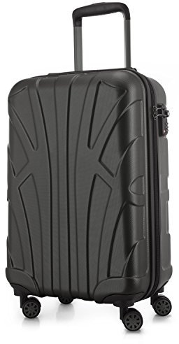 suitline - Handgepäck Hartschalen-Koffer Koffer Trolley Rollkoffer Reisekoffer, TSA, 55 cm, ca. 34 Liter, 100% ABS Matt, Graphite/Grau