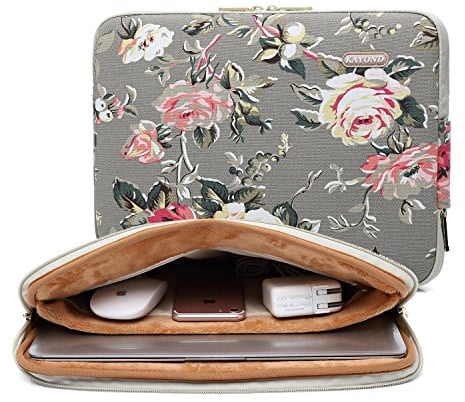 KAYOND water hyacinth Water-resistant 13 inch Canvas laptop sleeve with pocket for 13.3 inch laptop and macbook air 13, macbook pro 13/14 (13-13.3 inch, water hyacinth)