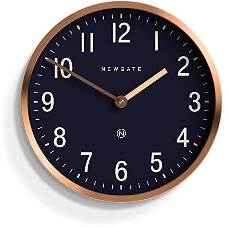 NEWGATE® Master Edwards wall clock | Mid century style clock | 30cm | Deep metal case with copper/rose gold finish | Modern retro design for kitchen, living room or office
