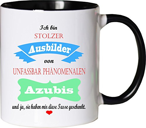 Mister Merchandise Becher Tasse Stolzer Ausbilder von unfassbar phänomenalen Azubis Kaffee Kaffeetasse liebevoll Bedruckt traumhaft wahnsinnig fantatsisch Weiß-Schwarz