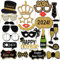 HOWAF 2025 Silvester Foto Requisiten Schwarz Gold Neujahr Photo Booth Props Hut Brille Fotobox Accessoires für Erwachsene Kinder Silvester Party Zubehör Silvester Deko 2025 Dekoration, 21pcs