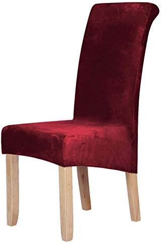 Homaxy Samt Stuhl Deckt Satz von 6, Stretch Esszimmer Stuhl Deckt, Spandex Plüsch Stuhl Decken Große Esszimmer Stuhl Protector (weinrot)