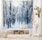 ABAKUHAUS Winter Wandteppich und Tagesdecke, Schnee bedeckter Wald aus Weiches Mikrofaser Stoff Waschbar ohne Verblassen Digitaldruck, 230 x 140 cm, Schneeweiß
