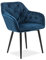 SalesFever Esszimmerstuhl Fran in Blau | Bezug in Samt-Optik | Armlehnstuhl gepolstert mit Knopfheftung | Gestell Metall Schwarz