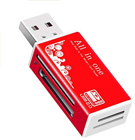 NXACETN Lector De Tarjetas Multifuncional Adaptador De Memoria USB 2.0 Micro-SD/TF/CT/MS/SDHC/MMC Rojo
