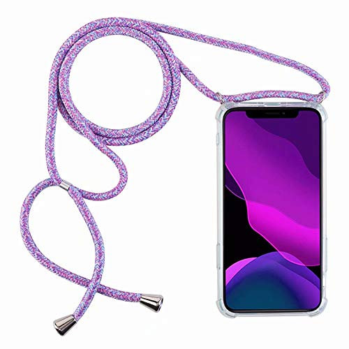 2ndSpring Handykette Schutzhülle kompatibel mit Samsung Galaxy S20 FE /S20 Fan Edition/S20 Lite Handyhülle mit Band,Halsband Lanyard Silikonhülle,Blauer Regenbogen