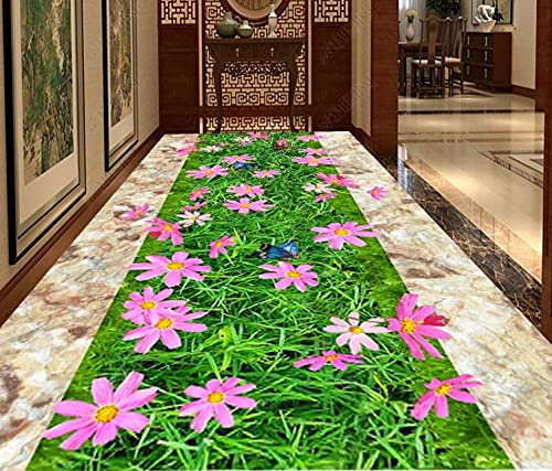 3D Bodenbeläge Tapeten PVC Selbstklebende HD grüne Blumenwiese Foto Tapeten Aufkleber für Flur Wohnzimmer Home Decor-200 * 140cm