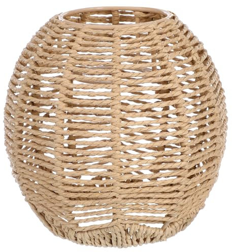 Happyyami Lampadario Rattan Lampada a Sospensione Boho Lampadari in Rattan Vintage per Soggiorno Camera da Letto Cucina Isola 15cm