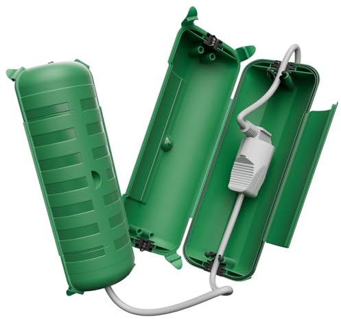 【2er Set】RESTMO IP44 wasserdichte Kabelbox für den Außenbereich (Outdoor), wetterbeständige Große Schutzbox für Verlängerungskabel, Schukostecker, Elektrowerkzeug, 290mm x 110mm x 75mm, Grün