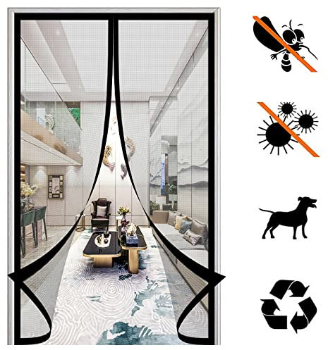 Zanzariera Magnetica per Porte, Autoadesivo Rete Anti Zanzare Chiusura Automatica Anti Zanzare Insetti Tenda Porta Facile Da Installare, per Balcone Soggiorno-Black-c||80x230cm(31x90inch)