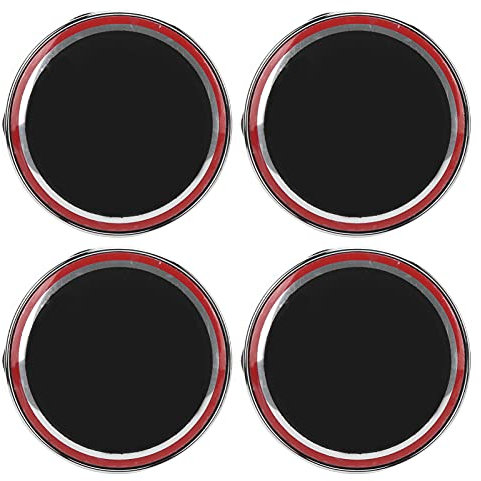 Coprimozzo ruota auto, 4 pezzi di ricambio per coprimozzo in lega di alluminio auto impermeabile per Fiat 500(Nero rosso)