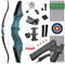 SHARROW 60 Zoll Bogenschießen Takedown Recurve Bogen und Pfeile Set Traditioneller Jagdbogen Erwachsener Holz Bogen Griff 20-60lbs Longbogen für Rechtshand Bogensport (25lbs, Blau Set)