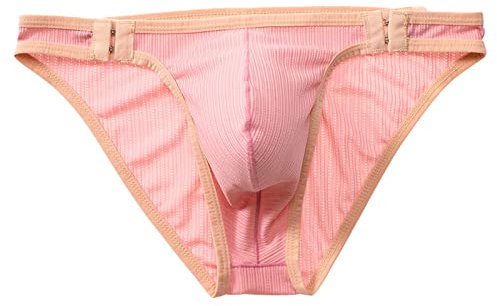 Faringoto Slip pour homme Colorblocking Côté étroit Séchage rapide Taille réglable Boucle Slip, rose, M