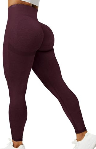 ZAAYO Damen Sport Gym Leggings Scrunch Butt Lifting Push Up Seamless Yoga Pants Fitness Workout Leggings Berry M
