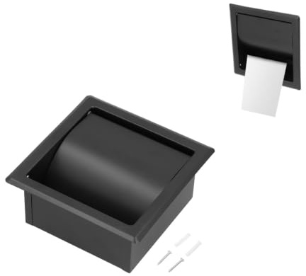 Support de papier toilette encastré, porte papier toilette,stockage de papier toilette support de papier toilette mural en acier inoxydable support de rouleau de papier toilette noir support de papier