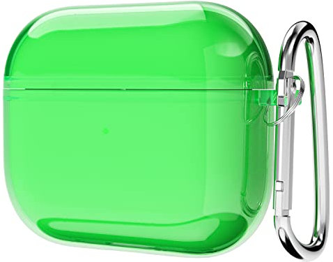 Svanove Airpods Pro 3rd Gen Case - Clear, Neon Transparent Silicone Accessory, Soft Rubber Gel Case for Women, Protective Cover with Lock, Neon Green