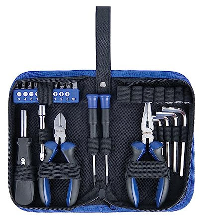 MOTORBIKE OXFORD ESSENTIAL BIKER TOOL KIT SET 28 PIECE OX771 Motorcycle Repair Tool Box Scooter Underseat Toolkit
