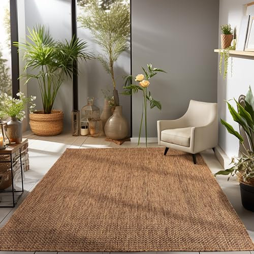 Carpettex Outdoor Teppich Wetterfest 200x300 (200x290 cm) Vintage Design Kupferfarbe - Ideal für Balkon, Garten, Terrasse, als Küchenteppich - Teppich Waschbar, Wasserfest, Pflegeleicht, Flachgewebt