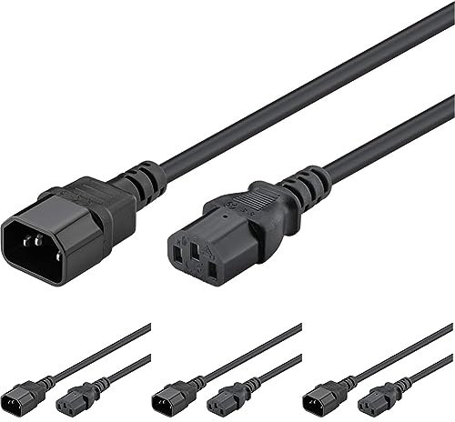 Goobay 95124 Cavo Prolunga Alimentazione VDE PC UPS, Nero, 0.5m Lunghezza del Cavo (Confezione da 4)