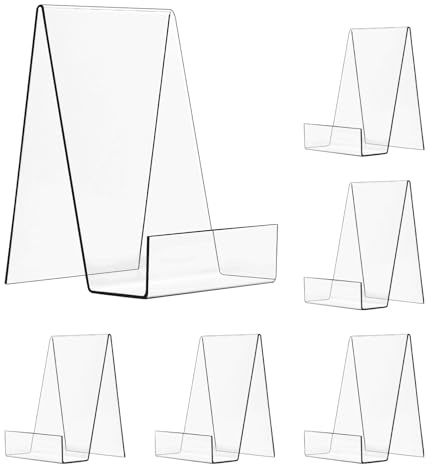 6 x Acryl-Buchständer, transparenter Buchständer, Buch-Staffelei-Ständer für Display-Tablets, Album, Postkarte, Kunstwerke, Zeitschriften, Notizbücher, Lehrbücher, CDs usw. (15,2 cm)