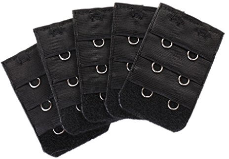 5 estensioni elastiche per reggiseno, 2 x 3 ganci, colore bianco, Nero , 8