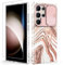 SHEDEER Coque pour Samsung S24 Ultra avec Coulissante Protection de la Caméra& Verre Trempé, Coque pour Galaxy S24 Ultra IMD 3D Motif Double Face, 360 Protection Anti Choque, Paillettes, Or Rose