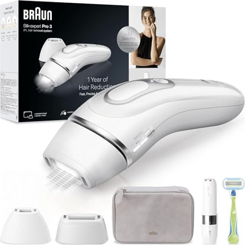 Braun Silk·expert Pro 3 Epilatore Luce Pulsata, Depilatore Corpo Donna, Alternativa All’Epilazione Laser Peli Donna, Epilazione a Casa, Con Custodia, Rasoio Venus, 2 Testine, Idea Regalo, PL3136