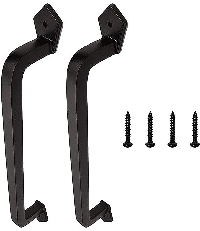 2 Stück Scheunentor Griff Antike Feste Schwere Gusseisen Türgriff, 203mm lochabstand Scheunentürgriff Schiebetür Türgriff Handschuhe,Schwarz Griffe Möbel Griff für Gartentor Holz Outdoor Garage