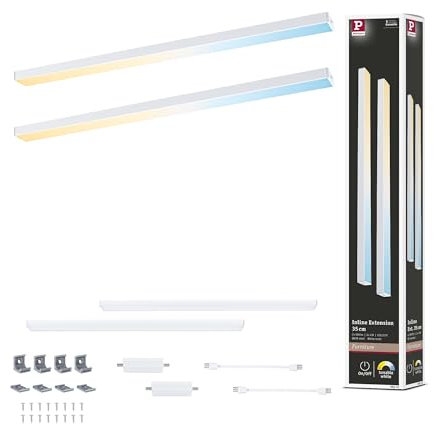 Paulmann 98615 LED Unterschrankleuchte Inline Ergänzungsset 2x4W 350x26mm 2x350lm 24V Weiß matt Tunable White