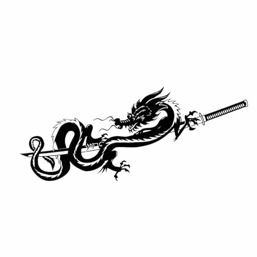 18.2 * 7,6 CM Dragon Samurai Symbol Auto Aufkleber Aufkleber Soldat Schwarz/Silber Abdeckt Die Bo -