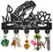 MAYJOYDIY Crochets muraux en forme de grenouille en forme de fleur de lotus pour étang d'été, porte-clés en bois pour mur, 30 × 20 cm, crochets muraux décoratifs à suspendre avec 5 crochets en alliage