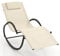 GOPLUS Schaukelliege outdoor, Sonnenliege Relaxliege ergonomisch bis 160kg belastbar, Liegestuhl Schaukelstuhl Gartenliege mit abnehmbarer Kopfstütze, Schwingliege für Garten Hof Terrasse Pool (Beige)