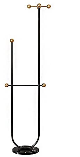 Garderobenständer Robuster Kleiderständer, Kleiderständer Mit Stahlkonstruktion Und Kleiderstange Und 6 Haken, Unteres Regal, Schlichte Optik, Für Schlafzimmer Eingang Dachboden Keller, Mattschwarz