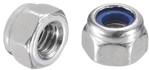sourcing map 20Pcs M4 x 0.7 Nylon Insert Hex Lock Nuts, 316 Stainless Steel Self-Locking Nylon Insert Stop Nut for Industrial Construction Fasteners, Silver&Blue