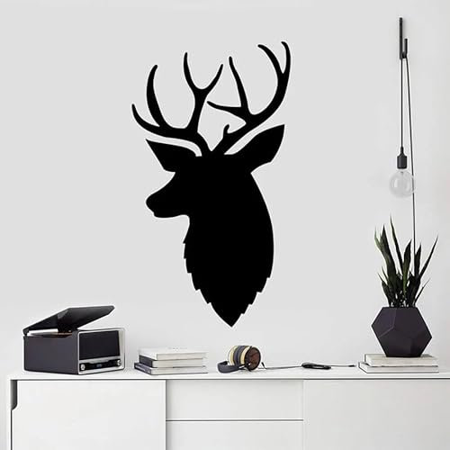 Hirsch Wandtattoo Kinderzimmer Vinyl Aufkleber Büro Innenarchitektur Dekoration Schlafzimmer Jugendzimmer Geweih Kunst Aufkleber Modern 57x101cm