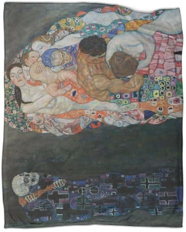 Gustav Klimt Wolldecke, Pastell Wohndecke Arte Couchdecke Sofadecke Flauschig Warm Weichen Flauschig, Bett Decken Tagesdecke for Erwachsene Kinder 80x90inch(200x230cm)
